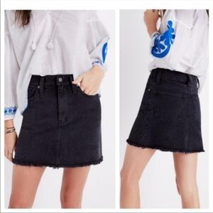 Madewell McCarren Raw Hem Denim A-Line Black Mini Jean Skirt Women's 26